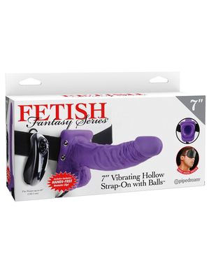 Полый страпон Fetish Fantasy Series 7 Vibrating Hollow Strap-On with Balls Purple купить в sex shop Sexy