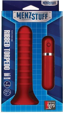 Анальна вібро-пробка Menzstuff Ribbed Torpedo Vibr. 6Inch Red купити в sex shop Sexy