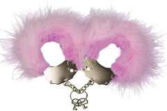 Металеві наручники з пір'ям Adrien Lastic Handcuffs Рожевий купити в sex shop Sexy