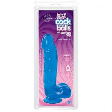 Фаллоимитатор Jelly Jewels Cock and Balls with Suction Cup Blue купить в sex shop Sexy