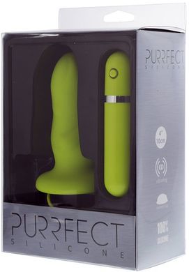 Анальна вібро-пробка Purrfect Silicone 10 Function Plug Green купити в sex shop Sexy