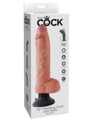 Реалістичний вібратор King Cock 10 Vibrating Cock with Balls Flesh купити в sex shop Sexy