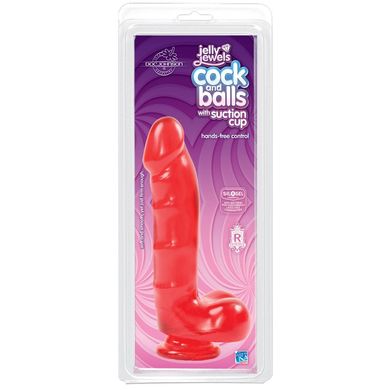 Фалоімітатор Jelly Jewels Cock and Balls with Suction Cup Red купити в sex shop Sexy