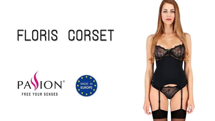 FLORIS CORSET black L/XL - Passion Exclusive купити в sex shop Sexy