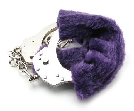 Металеві поножи Furry Leg Cuffs Purple купити в sex shop Sexy