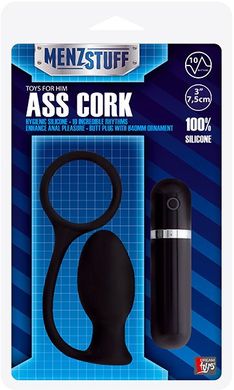 Анальна вібро-пробка з кільцем Menzstuff Ass Cork Small Black купити в sex shop Sexy
