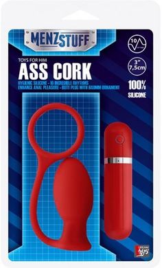 Анальна вібро-пробка з кільцем Menzstuff Ass Cork Small Red купити в sex shop Sexy